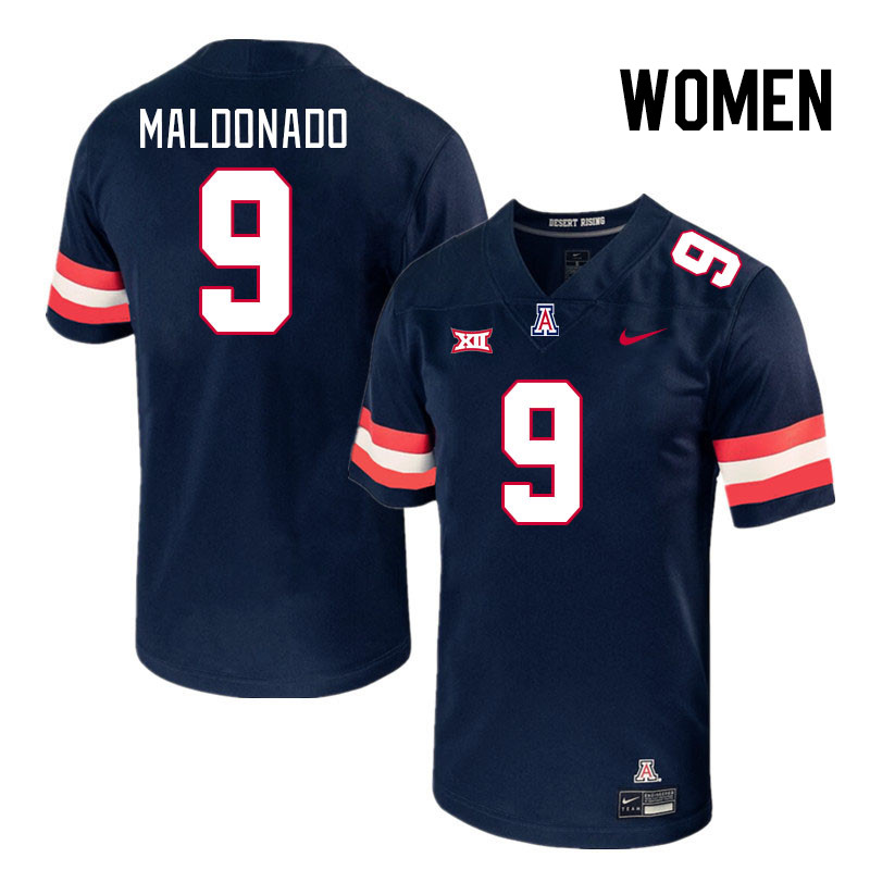 Women #9 Gunner Maldonado Arizona Wildcats Big 12 Conference College Football Jerseys Stitched-Navy